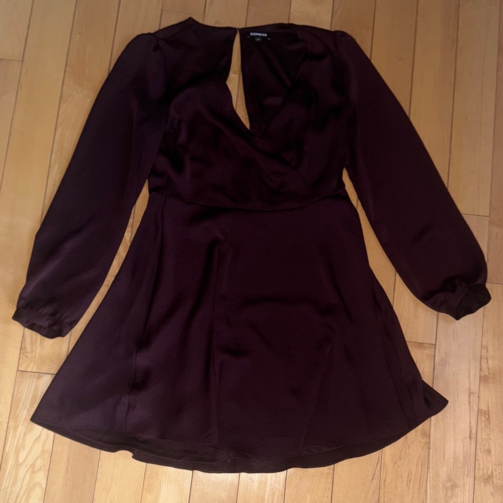 Express Long Sleeve Mini Dress in Burgundy